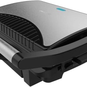 cecotec parrilla eléctrica rock'ngrill dark 1000. 1000 w, revestimiento de piedra, bandeja recogegrasas, placa superior flotante, superficie 25,4x17,5 cm, libre de ptfe, pfoa