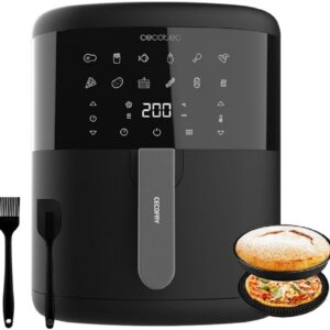 cecotec freidora de aire sin aceite de 6 l air fryer con accesorios cecofry bombastik 6000 full. 1700 w, tecnología perfectcook, temperatura y tiempo regulables, control táctil, 12 modos