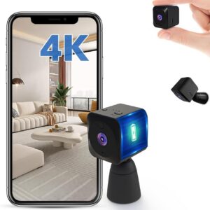 aobocam cámara espía 4k mini wifi interior/exterior cámara espía oculta con vision nocturna/detección de movimiento, 2.4ghz, app móvil (ios/android)，casa/oficina/coche