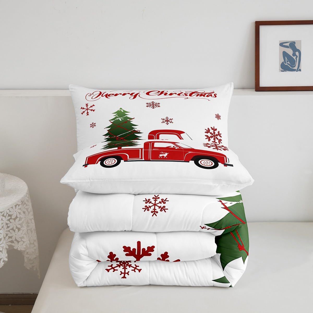 juego de edredón de árbol de navidad, tamaño individual, juego de ropa de cama de camión rojo, regalo de navidad, copos de nieve, edredón para adolescentes, decoración de dormitorio, alce, ciervo juego de edredón de árbol de navidad, tamaño individual, juego de ropa de cama de camión rojo, regalo de navidad, copos de nieve, edredón para adolescentes, decoración de dormitorio, alce, ciervo