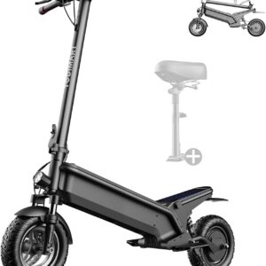 patinete eléctrico con asiento desmontable yf013, autonomía 25 30 km, neumático off road hueco de 10 pulgadas, 3 velocidades ajustables, ligero para adultos/ancianos