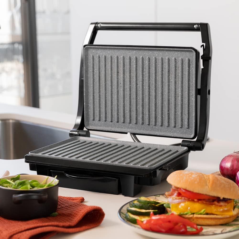 cecotec parrilla eléctrica rock'ngrill dark 1000. 1000 w, revestimiento de piedra, bandeja recogegrasas, placa superior flotante, superficie 25,4x17,5 cm, libre de ptfe, pfoa cecotec parrilla eléctrica rock'ngrill dark 1000. 1000 w, revestimiento de piedra, bandeja recogegrasas, placa superior flotante, superficie 25,4x17,5 cm, libre de ptfe, pfoa