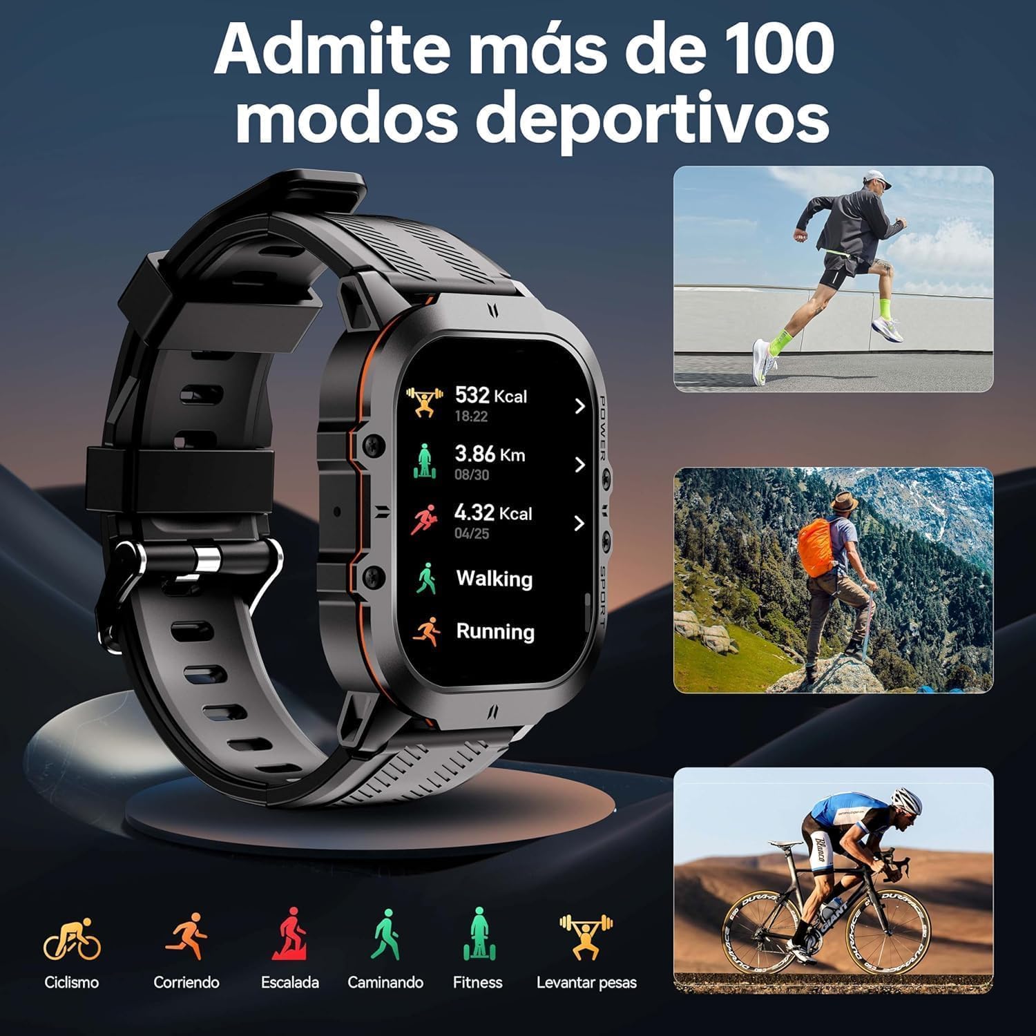 oukitel reloj inteligente hombre militar con llamadas bluetooth, smartwatch hombre impermeable 5atm con 120+ deportivos, relojes digital notificaciones de mensajes/oxímetro/podómetro para android/ios oukitel reloj inteligente hombre militar con llamadas bluetooth, smartwatch hombre impermeable 5atm con 120+ deportivos, relojes digital notificaciones de mensajes/oxímetro/podómetro para android/ios