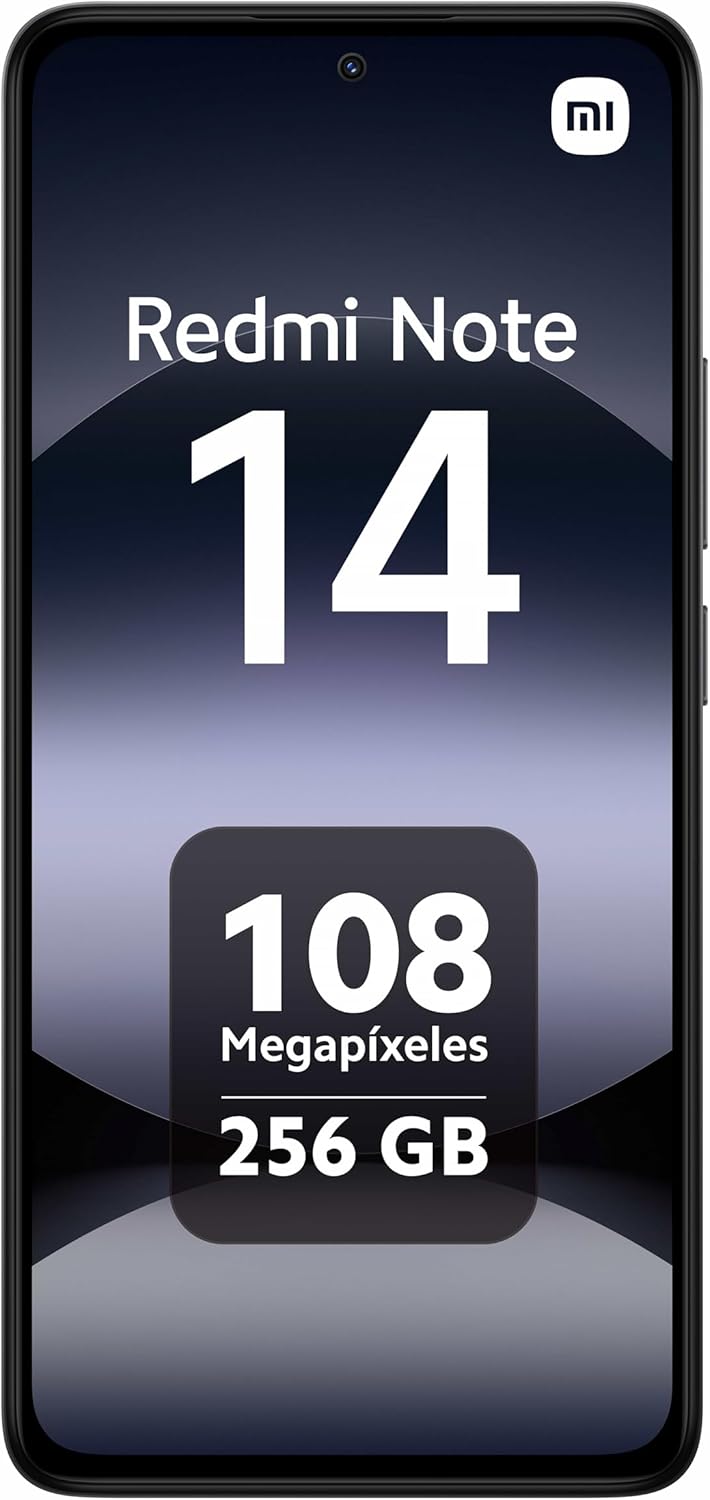 xiaomi redmi note 14 smartphone de 8+256gb, pantalla de 6.67" amoled fhd+ 120hz, mediatek helio g99 ultra, cámara de 108mp, turbocharge 33w, 5500 mah, cargador no incluido, negro (versión es) xiaomi redmi note 14 smartphone de 8+256gb, pantalla de 6.67" amoled fhd+ 120hz, mediatek helio g99 ultra, cámara de 108mp, turbocharge 33w, 5500 mah, cargador no incluido, negro (versión es)
