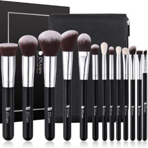 ducare set de 15 brochas de ojos y rostro con bolsa profesional