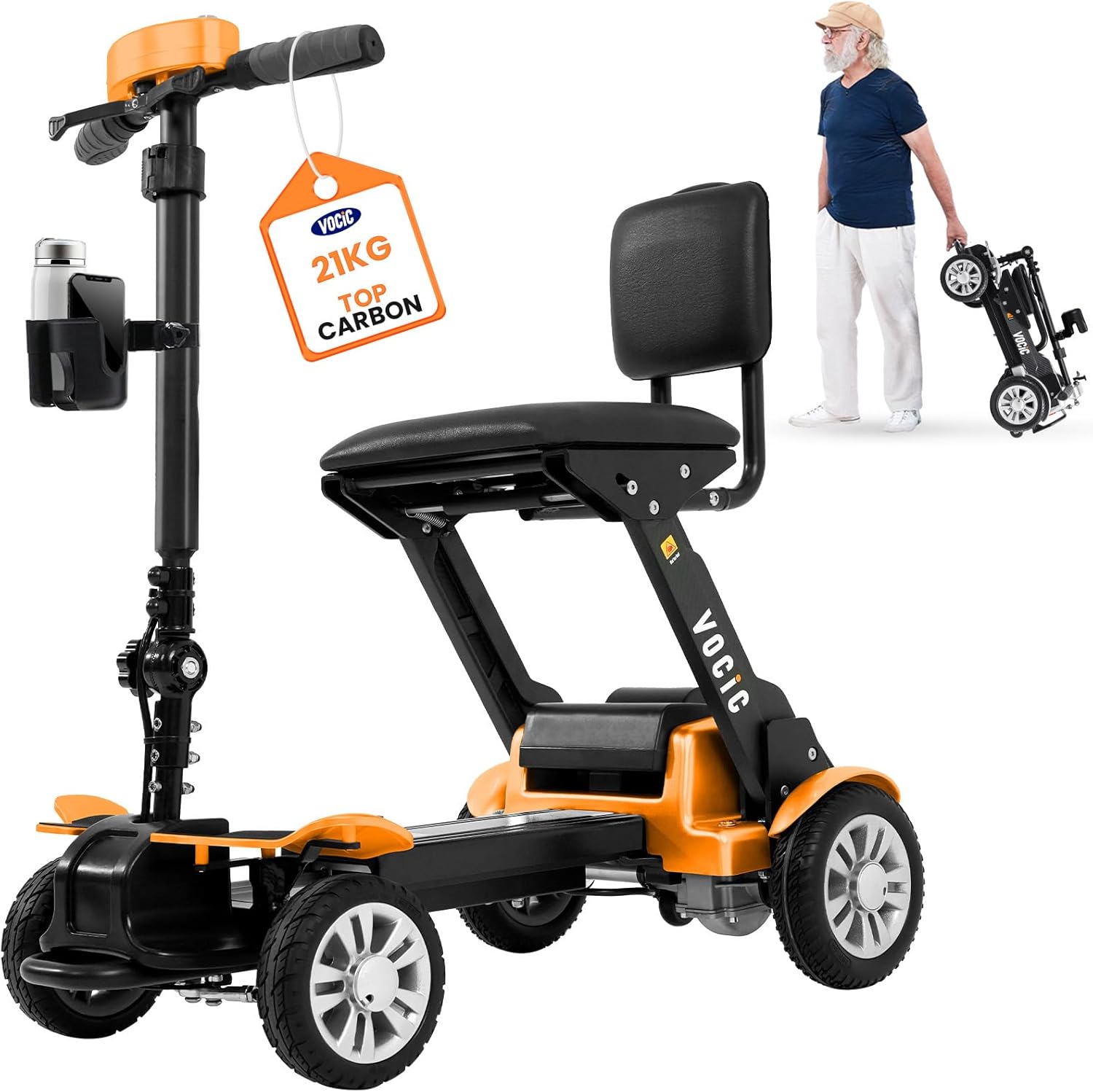 vocic d71 scooter de movilidad ultraligero(21kg),20km carbón movilidad scooter plegable para personas con marcos de longitud ajustable,cargando 150kg,transportable en avión apoyo de 5 años|naranja vocic d71 scooter de movilidad ultraligero(21kg),20km carbón movilidad scooter plegable para personas con marcos de longitud ajustable,cargando 150kg,transportable en avión apoyo de 5 años|naranja