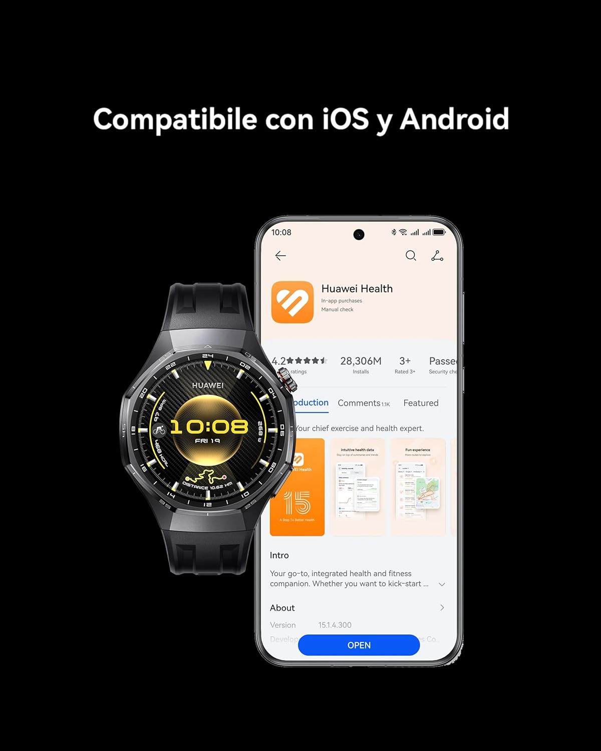 huawei watch gt 6 pro 46mm gps smartwatch 1.47''amoled pantalla táctil, hasta 21 días de autonomía, ciclismo nivel profesional, nfc, ios android compatible, análisis ecg, monitoreo de salud, negro huawei watch gt 6 pro 46mm gps smartwatch 1.47''amoled pantalla táctil, hasta 21 días de autonomía, ciclismo nivel profesional, nfc, ios android compatible, análisis ecg, monitoreo de salud, negro