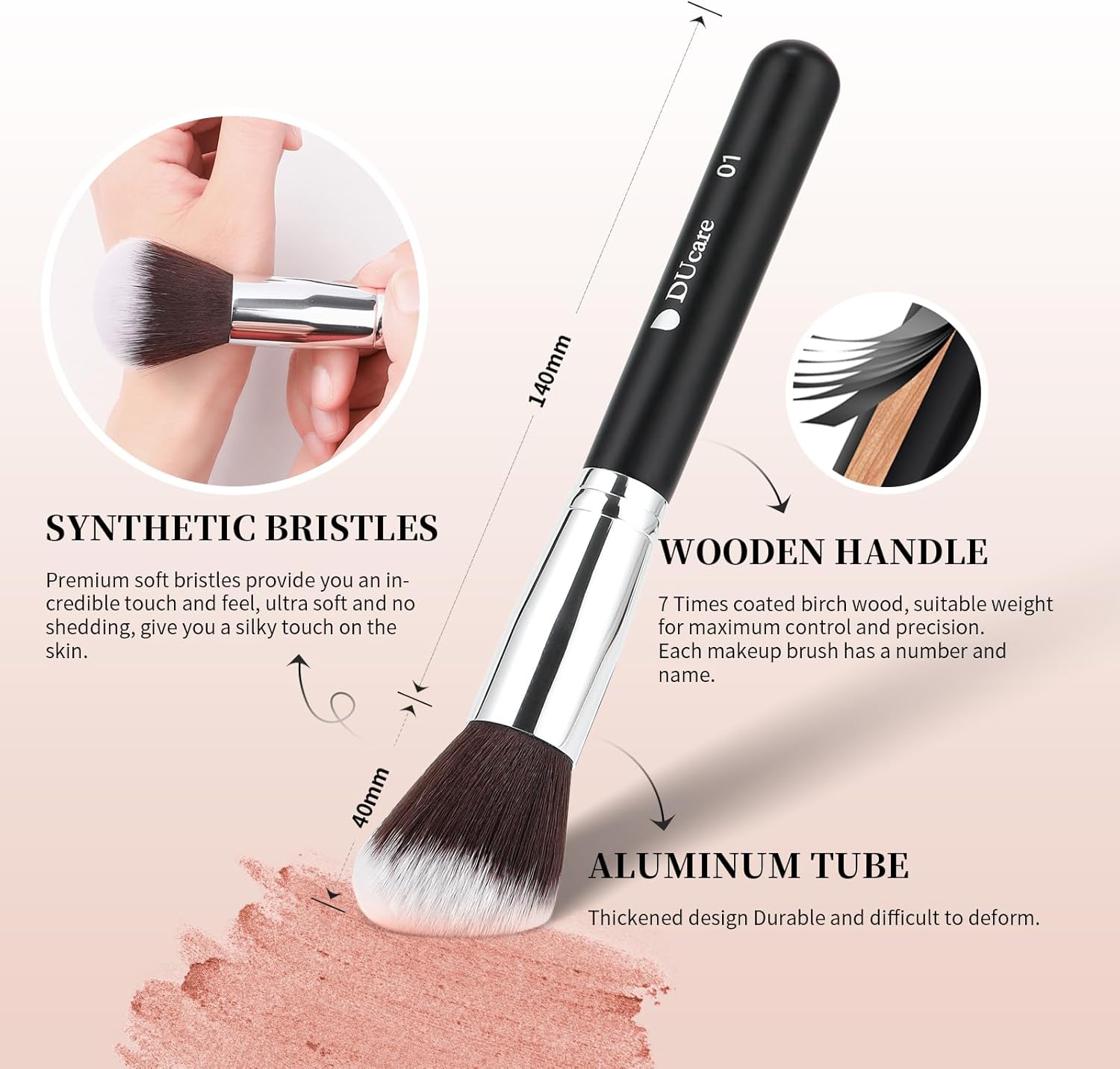 ducare set de 15 brochas de ojos y rostro con bolsa profesional ducare set de 15 brochas de ojos y rostro con bolsa profesional