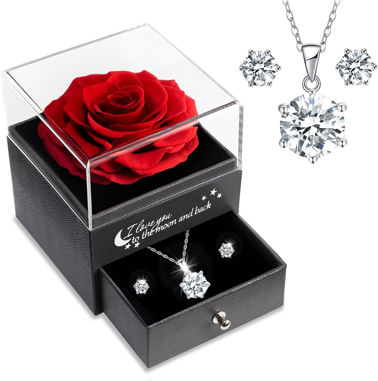 sunia regalos originales para mujer,rosa eterna con collar y pendientes de plata de ley 925,rosa preservada para mama abuela novia,regalo cumpleaños mujer, regalos navidad san valentin dia de la madre sunia regalos originales para mujer,rosa eterna con collar y pendientes de plata de ley 925,rosa preservada para mama abuela novia,regalo cumpleaños mujer, regalos navidad san valentin dia de la madre