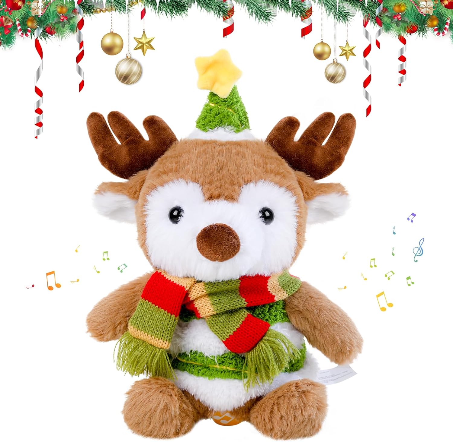 seosto peluche reno de navidad, reno peluche navidad 26 cm juguete musical que canta y baila parlante de imitación regalo para niños y niñas seosto peluche reno de navidad, reno peluche navidad 26 cm juguete musical que canta y baila parlante de imitación regalo para niños y niñas