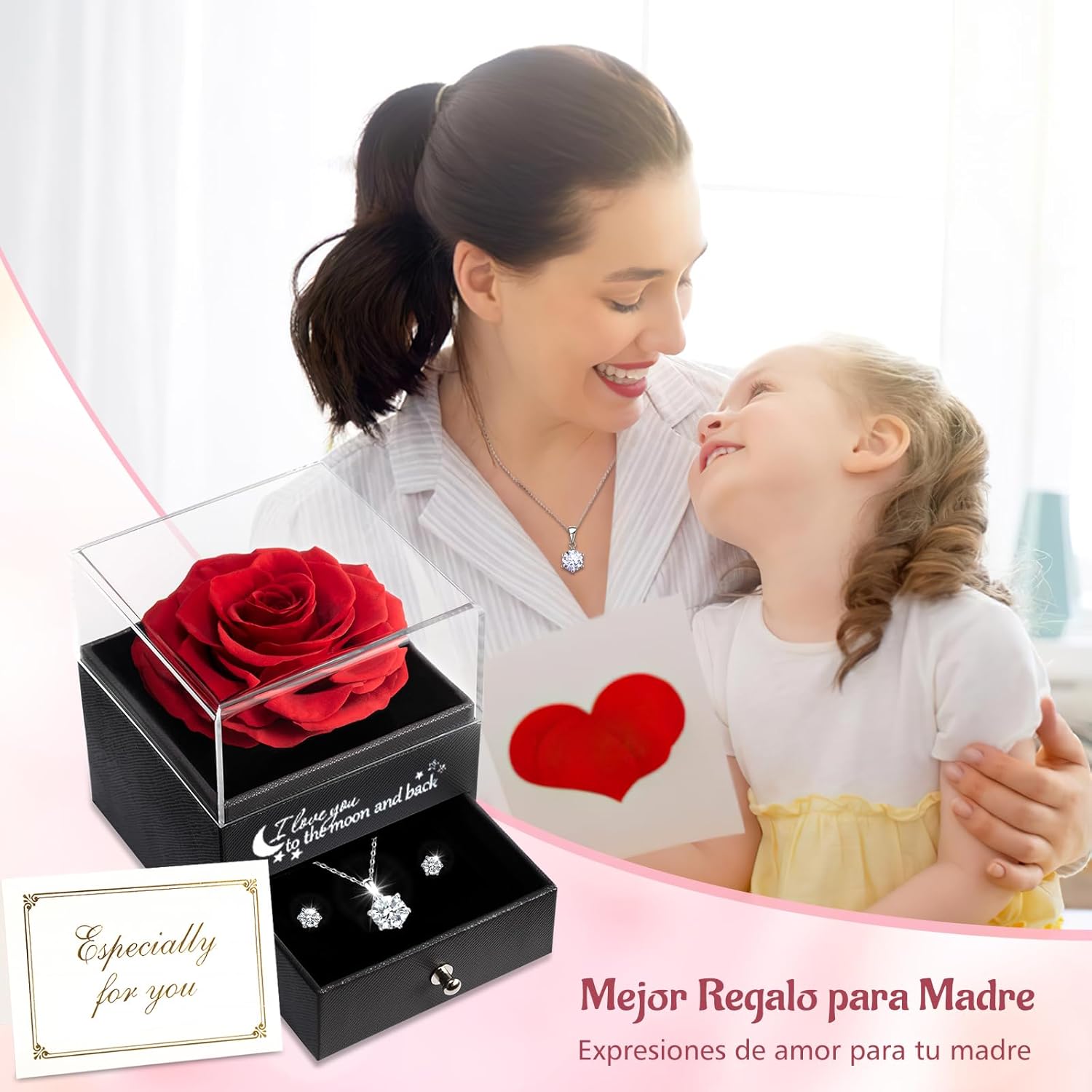 sunia regalos originales para mujer,rosa eterna con collar y pendientes de plata de ley 925,rosa preservada para mama abuela novia,regalo cumpleaños mujer, regalos navidad san valentin dia de la madre sunia regalos originales para mujer,rosa eterna con collar y pendientes de plata de ley 925,rosa preservada para mama abuela novia,regalo cumpleaños mujer, regalos navidad san valentin dia de la madre