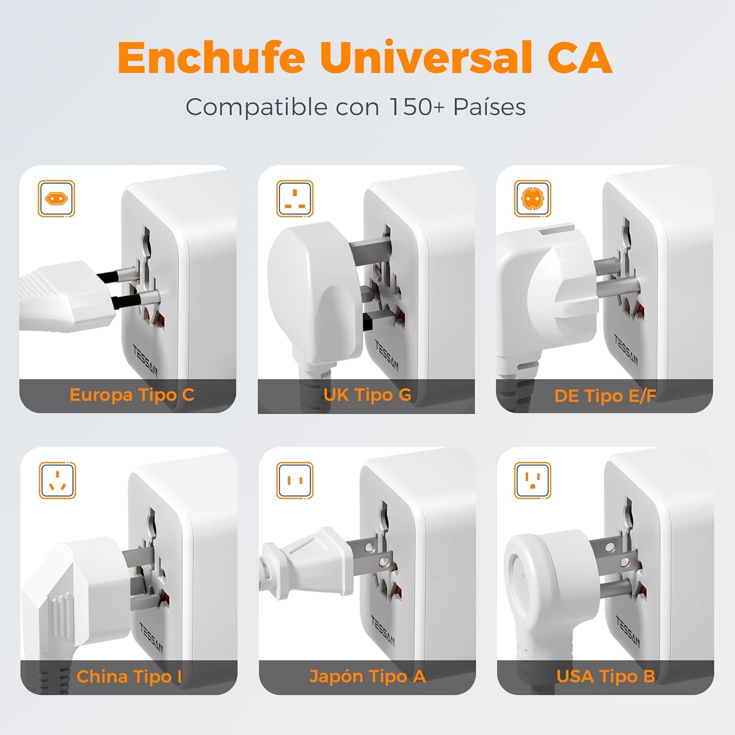 tessan adaptador enchufe universal con 2 usb c 15 w, adaptador de viaje con 4 usb, cargador universal para uk americano japón brasil australia españa argentina tailandia tessan adaptador enchufe universal con 2 usb c 15 w, adaptador de viaje con 4 usb, cargador universal para uk americano japón brasil australia españa argentina tailandia