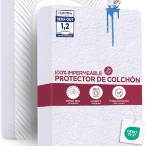 utopia bedding protector colchón 135 x 190 x 40 cm impermeable, certificación oeko tex funda colchón, cubre colchón transpirable, elástico en todo el contorno