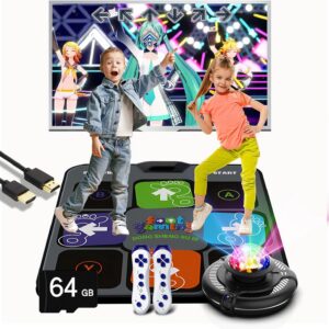 alfombra de baile hdmi,con tarjeta de memoria de 64gb,cientos de canciones integradas,baile,yoga,aeróbic,juegos de rompecabezas y más.apta para niños de3 a 14años y mayores. regalo para niños y niñas