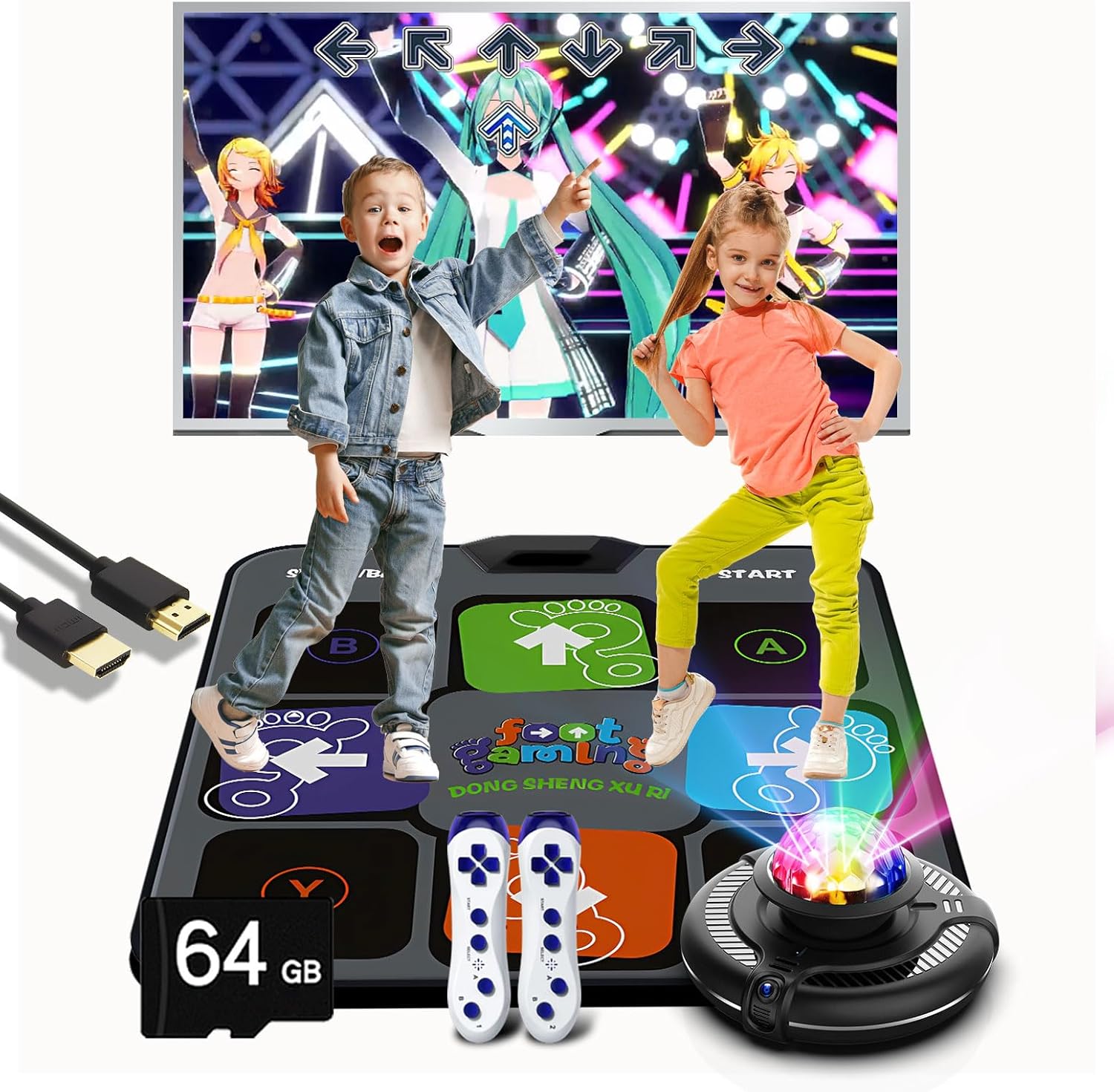 alfombra de baile hdmi,con tarjeta de memoria de 64gb,cientos de canciones integradas,baile,yoga,aeróbic,juegos de rompecabezas y más.apta para niños de3 a 14años y mayores. regalo para niños y niñas alfombra de baile hdmi,con tarjeta de memoria de 64gb,cientos de canciones integradas,baile,yoga,aeróbic,juegos de rompecabezas y más.apta para niños de3 a 14años y mayores. regalo para niños y niñas