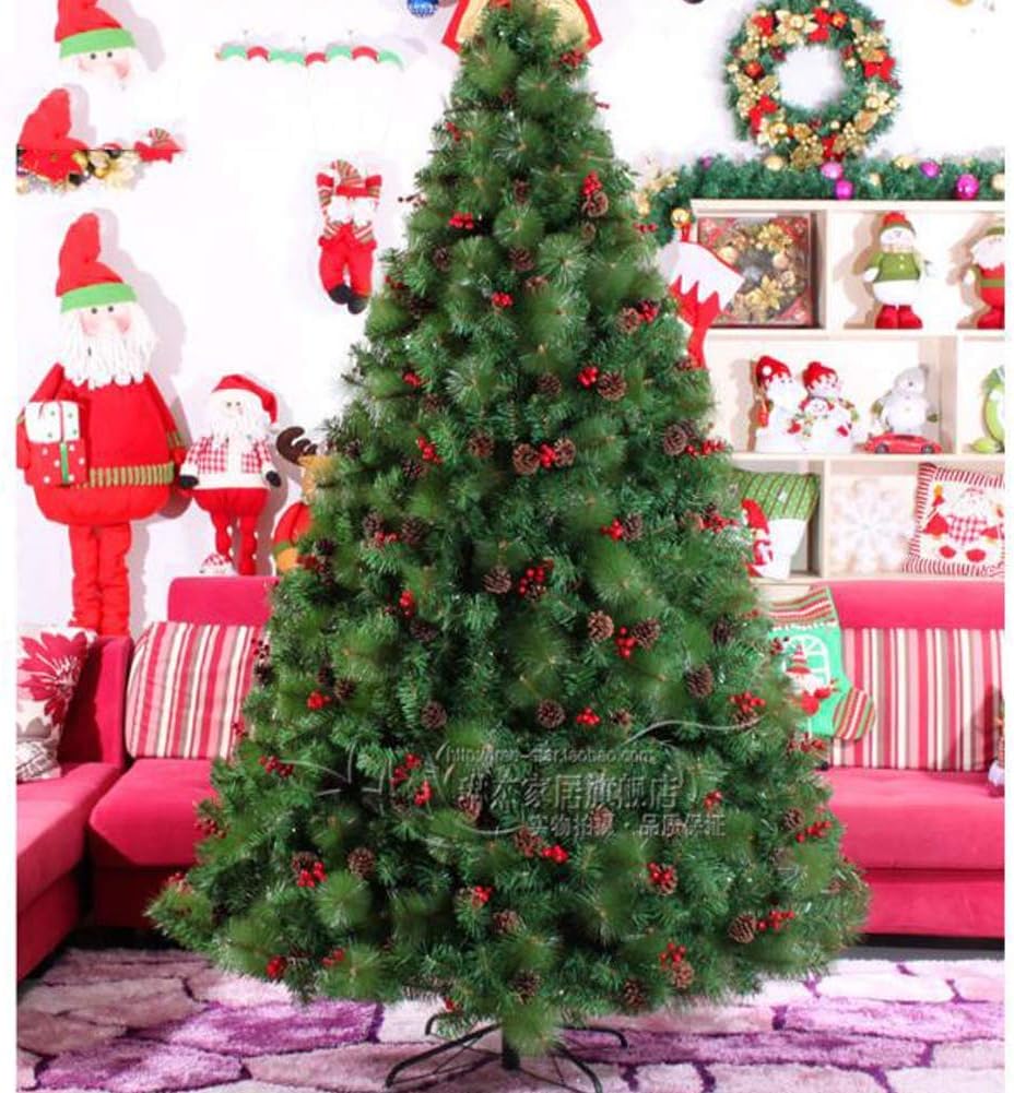 Árbol de navidad artificial de pino de 10 pies sin iluminación, árbol de navidad de pvc verde con bisagras de primera calidad con piñas y frutos rojos, soporte de metal, fácil montaje (regalos de Árbol de navidad artificial de pino de 10 pies sin iluminación, árbol de navidad de pvc verde con bisagras de primera calidad con piñas y frutos rojos, soporte de metal, fácil montaje (regalos de