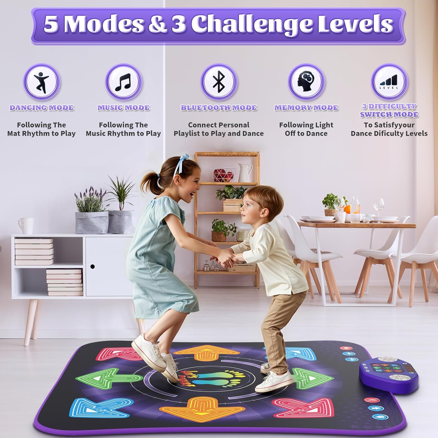 tapete de baile para niños de 3 a 12 años, tapete de baile para niños con 8 botones inalámbricos bluetooth, juguete de almohadilla de baile con 5 modos de juego, juguetes de cumpleaños de navidad tapete de baile para niños de 3 a 12 años, tapete de baile para niños con 8 botones inalámbricos bluetooth, juguete de almohadilla de baile con 5 modos de juego, juguetes de cumpleaños de navidad