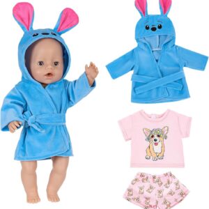 3 piezas de ropa de muñeca para muñecas de 35 a 43 cm, ropa azul, trajes para muñecas, accesorios para un pijama de manga corta para muñecas de 14 a 18 pulgadas, regalos para niñas y niños