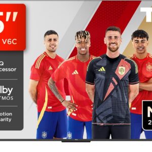 tcl 55v6c, 55'' 4k uhd smart tv, direct led powered by google tv (dolby audio, motion clarity, compatible with google assistant & alexa) [clase de eficiencia energética e]