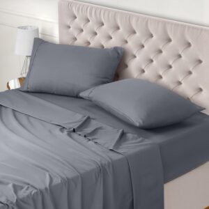 utopia bedding juego de sabanas 4 piezas 150x200 poliéster microfibra cepillada oeko tex certificado sábana bajera, sábana plana y 2 fundas de almohada 50x75 (cama 150, gris)
