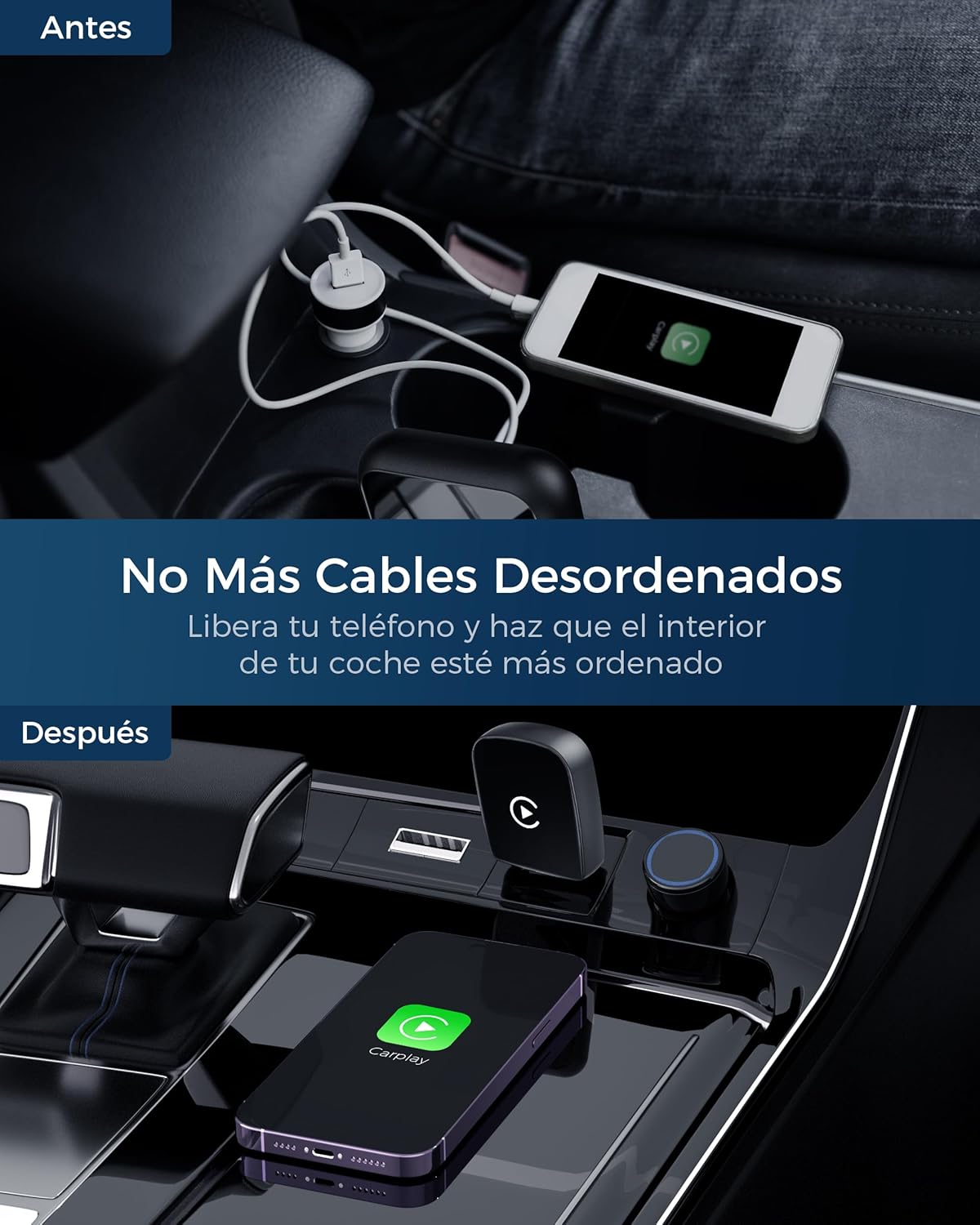 wityeye adaptador carplay inalámbrico, bluetooth v5.3 conexión estable, 5.8ghz wifi rápida, usb c/a, convierte coches desde 2016 con carplay con cable en inalámbrico, para apple iphone ios 10+ wityeye adaptador carplay inalámbrico, bluetooth v5.3 conexión estable, 5.8ghz wifi rápida, usb c/a, convierte coches desde 2016 con carplay con cable en inalámbrico, para apple iphone ios 10+