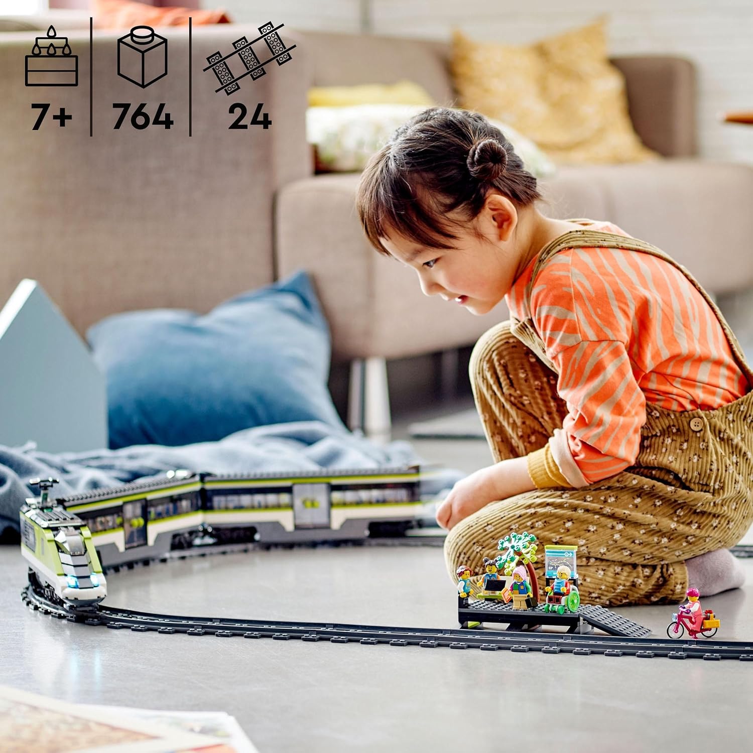 lego city tren de pasajeros de alta velocidad tren de juguete teledirigido luces, 2 vagones, 24 tramos de vía y 6 minifiguras regalo de cumpleaños para niños y niñas de 7+ años 60337 lego city tren de pasajeros de alta velocidad tren de juguete teledirigido luces, 2 vagones, 24 tramos de vía y 6 minifiguras regalo de cumpleaños para niños y niñas de 7+ años 60337