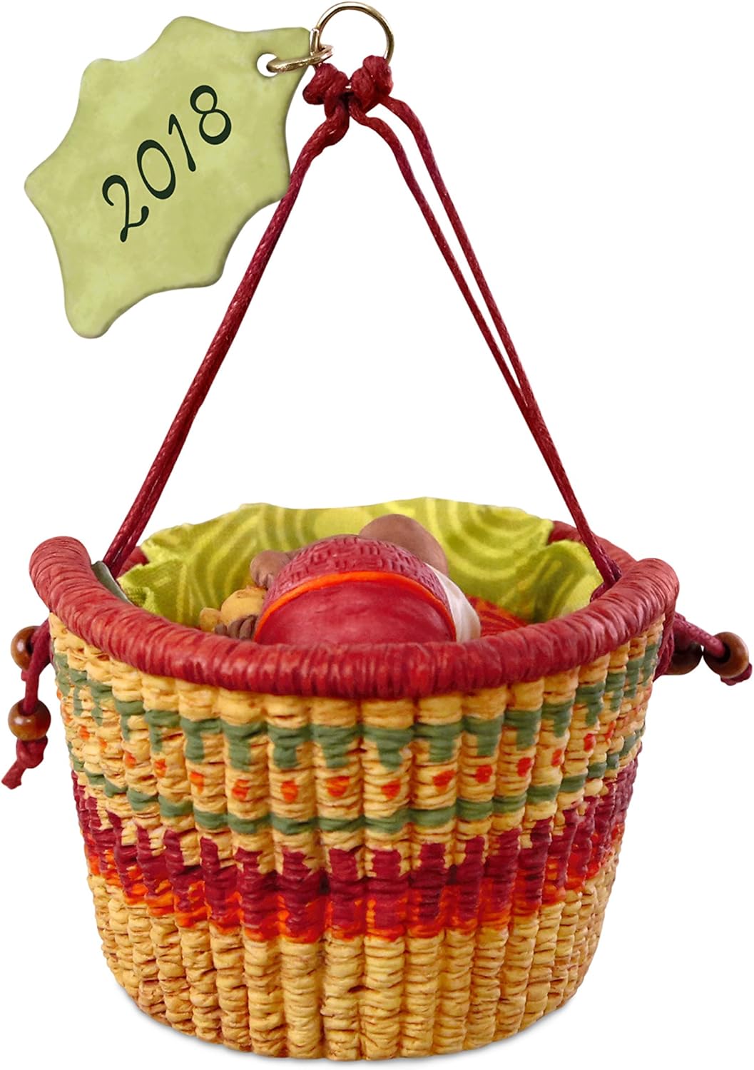 hallmark adorno de recuerdo con fecha del año 2018, la primera navidad del bebé afroamericano, porcelana, cesta hallmark adorno de recuerdo con fecha del año 2018, la primera navidad del bebé afroamericano, porcelana, cesta