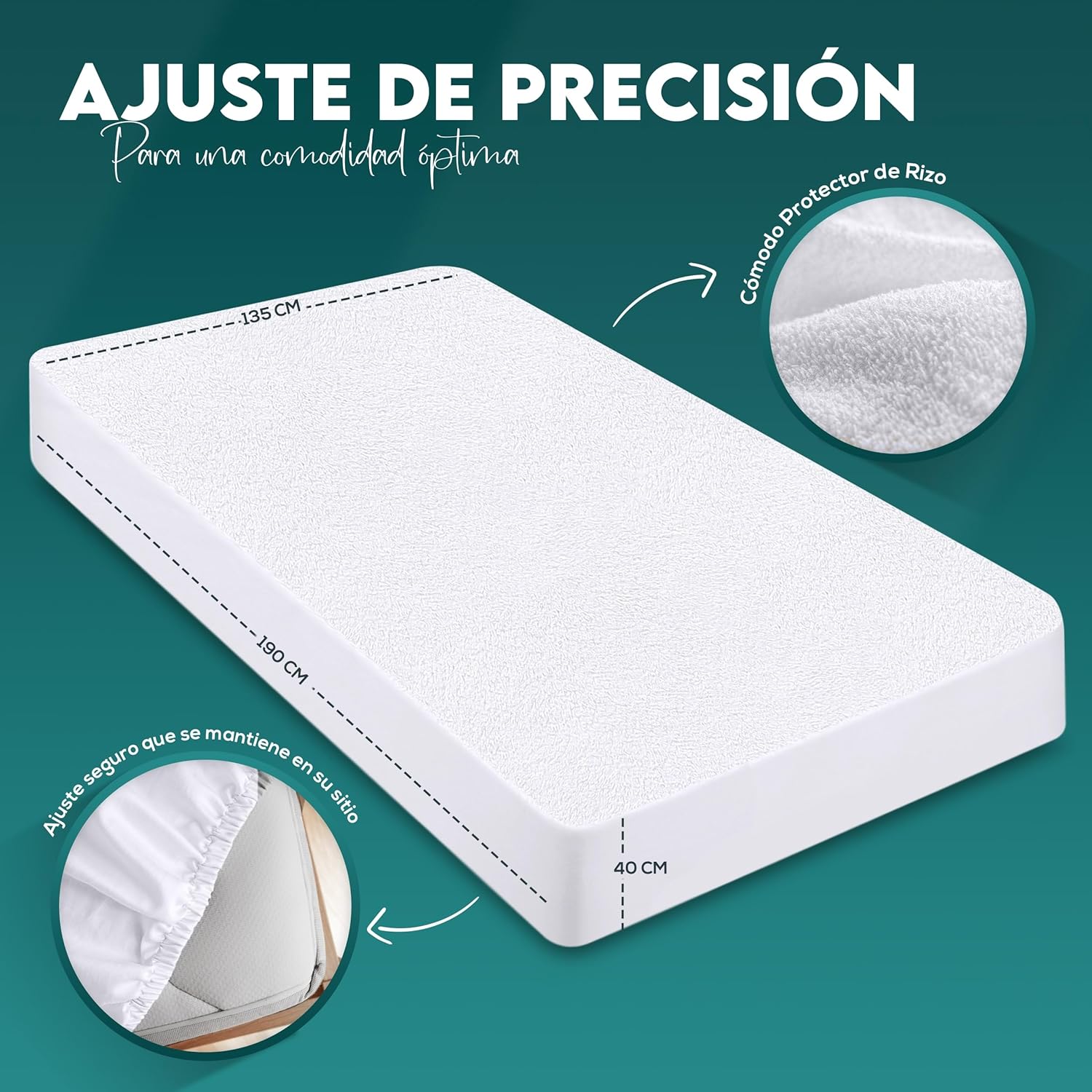 utopia bedding protector colchón 135 x 190 x 40 cm impermeable, certificación oeko tex funda colchón, cubre colchón transpirable, elástico en todo el contorno utopia bedding protector colchón 135 x 190 x 40 cm impermeable, certificación oeko tex funda colchón, cubre colchón transpirable, elástico en todo el contorno