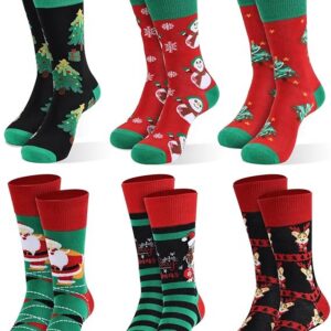 moonlight manor calcetines de navidad para hombres, 6 juegos, cuello redondo, talla ue 37 46