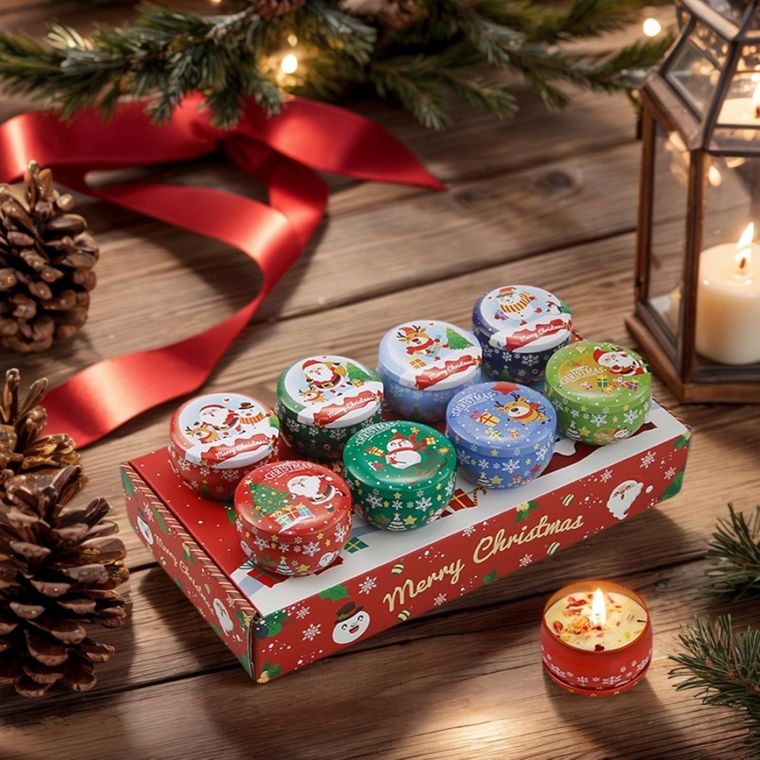 vela de navidad, mezcla de cera de soja con tiempo de combustión de 8 horas y fragancia festiva, juego de decoración del hogar para árbol de navidad, caja de regalo, fiesta y familia vela de navidad, mezcla de cera de soja con tiempo de combustión de 8 horas y fragancia festiva, juego de decoración del hogar para árbol de navidad, caja de regalo, fiesta y familia