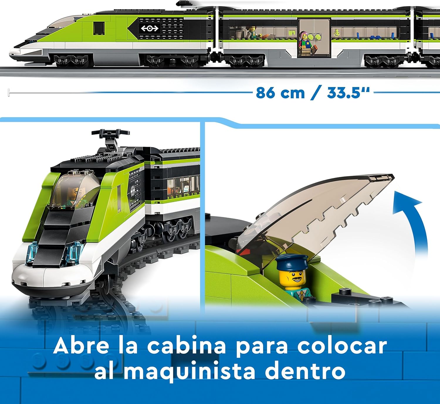 lego city tren de pasajeros de alta velocidad tren de juguete teledirigido luces, 2 vagones, 24 tramos de vía y 6 minifiguras regalo de cumpleaños para niños y niñas de 7+ años 60337 lego city tren de pasajeros de alta velocidad tren de juguete teledirigido luces, 2 vagones, 24 tramos de vía y 6 minifiguras regalo de cumpleaños para niños y niñas de 7+ años 60337