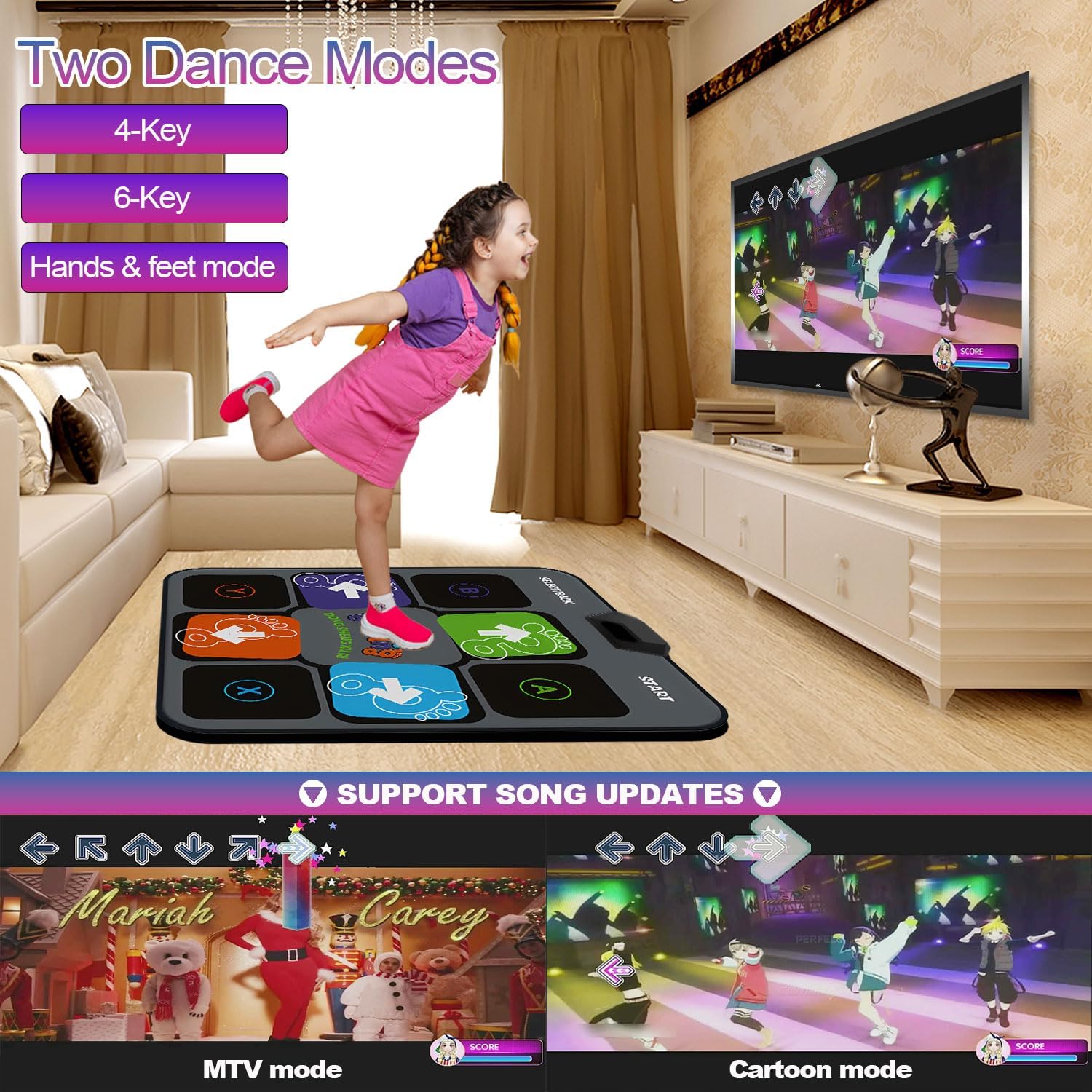alfombra de baile hdmi,con tarjeta de memoria de 64gb,cientos de canciones integradas,baile,yoga,aeróbic,juegos de rompecabezas y más.apta para niños de3 a 14años y mayores. regalo para niños y niñas alfombra de baile hdmi,con tarjeta de memoria de 64gb,cientos de canciones integradas,baile,yoga,aeróbic,juegos de rompecabezas y más.apta para niños de3 a 14años y mayores. regalo para niños y niñas