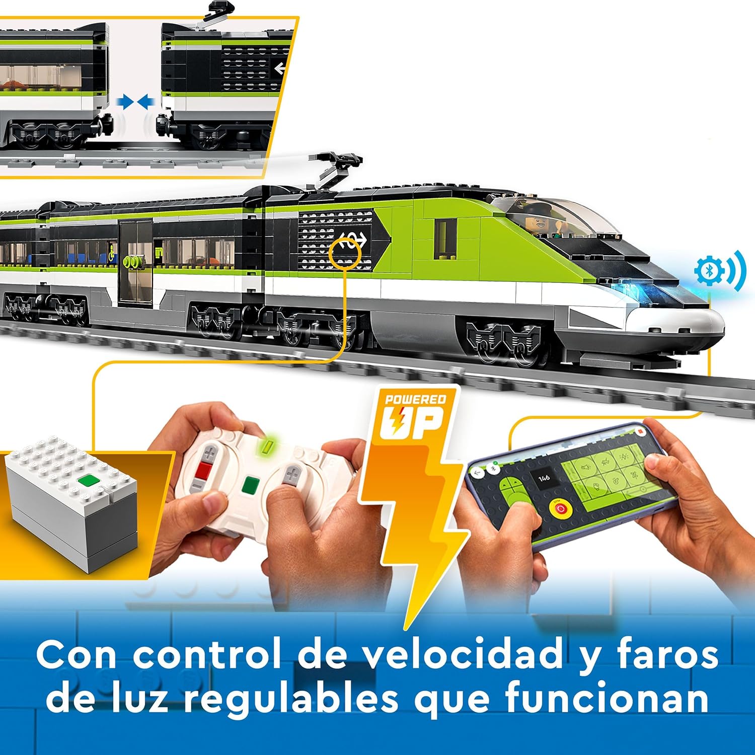 lego city tren de pasajeros de alta velocidad tren de juguete teledirigido luces, 2 vagones, 24 tramos de vía y 6 minifiguras regalo de cumpleaños para niños y niñas de 7+ años 60337 lego city tren de pasajeros de alta velocidad tren de juguete teledirigido luces, 2 vagones, 24 tramos de vía y 6 minifiguras regalo de cumpleaños para niños y niñas de 7+ años 60337