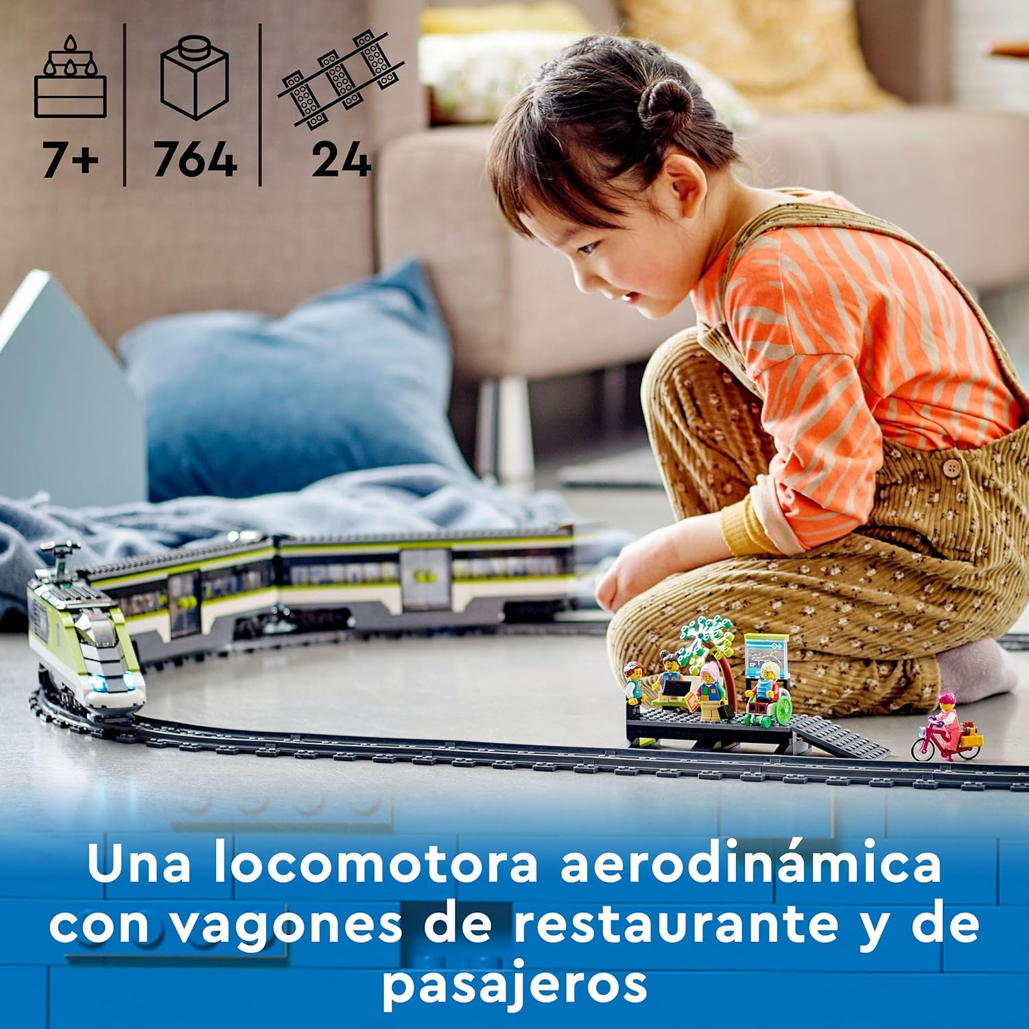 lego city tren de pasajeros de alta velocidad tren de juguete teledirigido luces, 2 vagones, 24 tramos de vía y 6 minifiguras regalo de cumpleaños para niños y niñas de 7+ años 60337 lego city tren de pasajeros de alta velocidad tren de juguete teledirigido luces, 2 vagones, 24 tramos de vía y 6 minifiguras regalo de cumpleaños para niños y niñas de 7+ años 60337