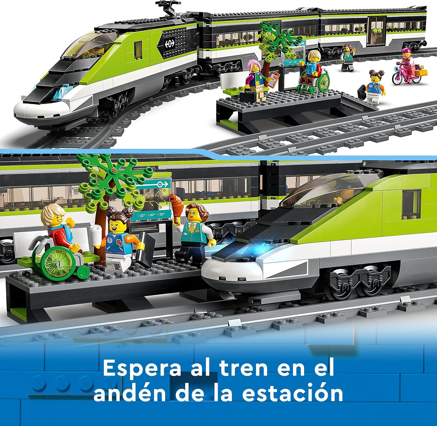 lego city tren de pasajeros de alta velocidad tren de juguete teledirigido luces, 2 vagones, 24 tramos de vía y 6 minifiguras regalo de cumpleaños para niños y niñas de 7+ años 60337 lego city tren de pasajeros de alta velocidad tren de juguete teledirigido luces, 2 vagones, 24 tramos de vía y 6 minifiguras regalo de cumpleaños para niños y niñas de 7+ años 60337