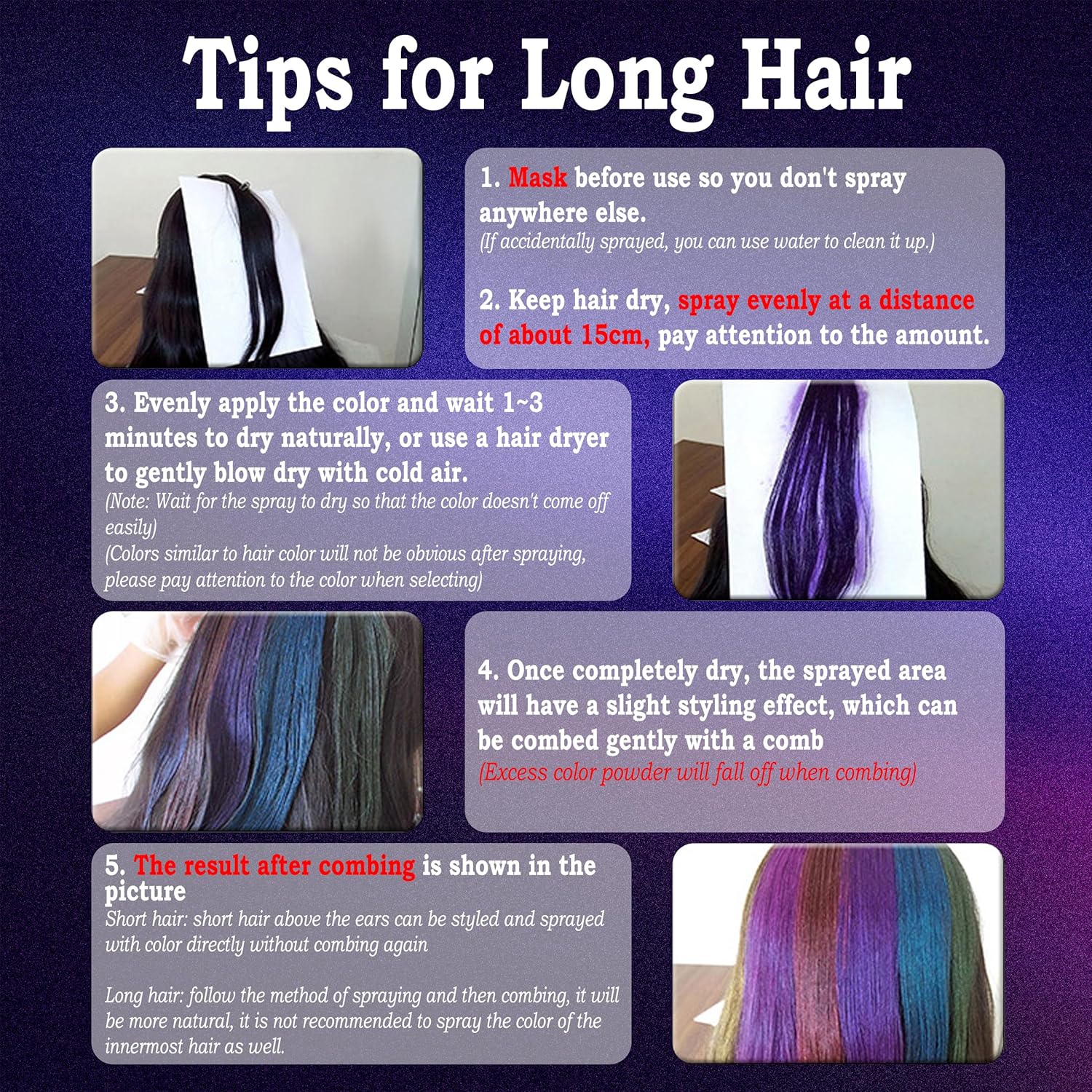 laca de pelo color morado 125ml spray colores para cabello rápida coloración, lavable laca de pelo color morado 125ml spray colores para cabello rápida coloración, lavable